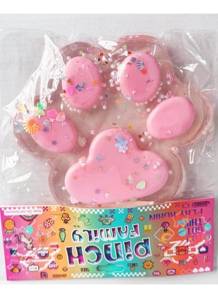 Tita Tapa Giant Squishy Toy for Kids and Adults, Big Squishy Stress Relief Furry Cat Toy, Super Soft Fidget Toys (Clear Pink) - Image 2